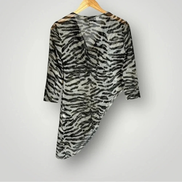 Joseph Ribkoff | Sheer Asymmetrical Top Zebra Print Cowl Neck 3/4 Sleeve - Picture 3 of 8